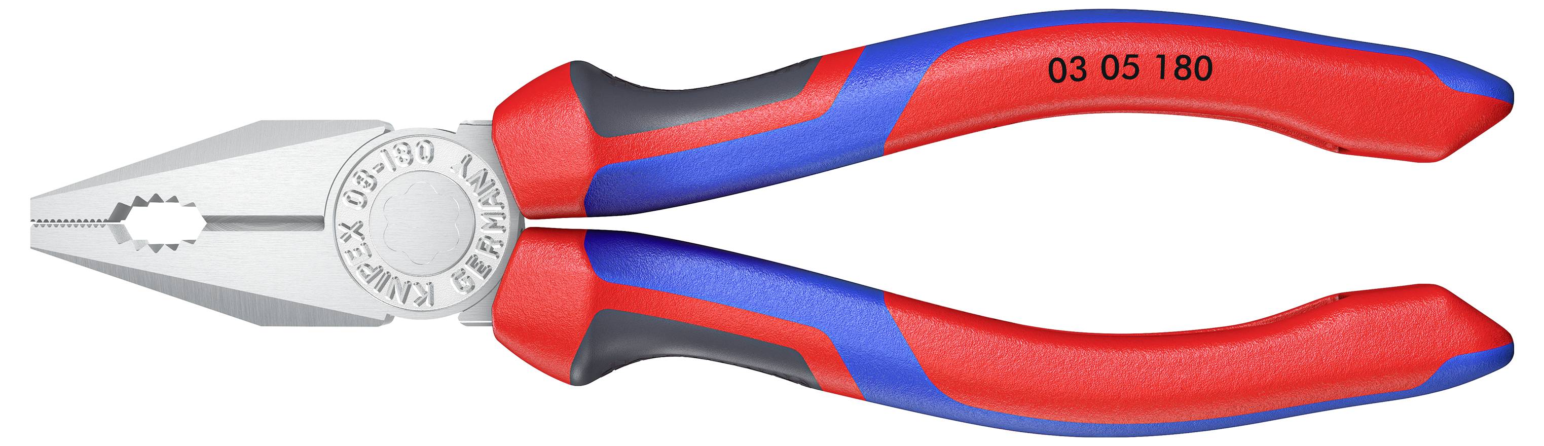 KNIPEX Kombizange verchromt mit Mehrkomponenten-Hüllen 180 mm (03 05 180 SB)