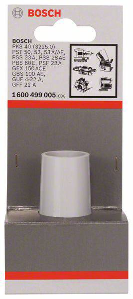 Eine weiße Bosch-Verpackung mit Ersatzteil für Elektrowerkzeuge. Zeigt Kompatibilität mit PKS 40, PST 50, PSS 23 A und anderen Modellen.