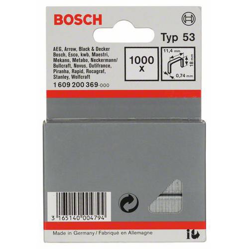 Bosch Accessories 1609200369 Feindrahtklammern Typ 53 1000 St. Abmessungen (L x B) 18 mm x 11.4 mm
