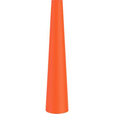 Ein großer, leuchtend orangefarbener Verkehrskegel gegen einen weißen Hintergrund.