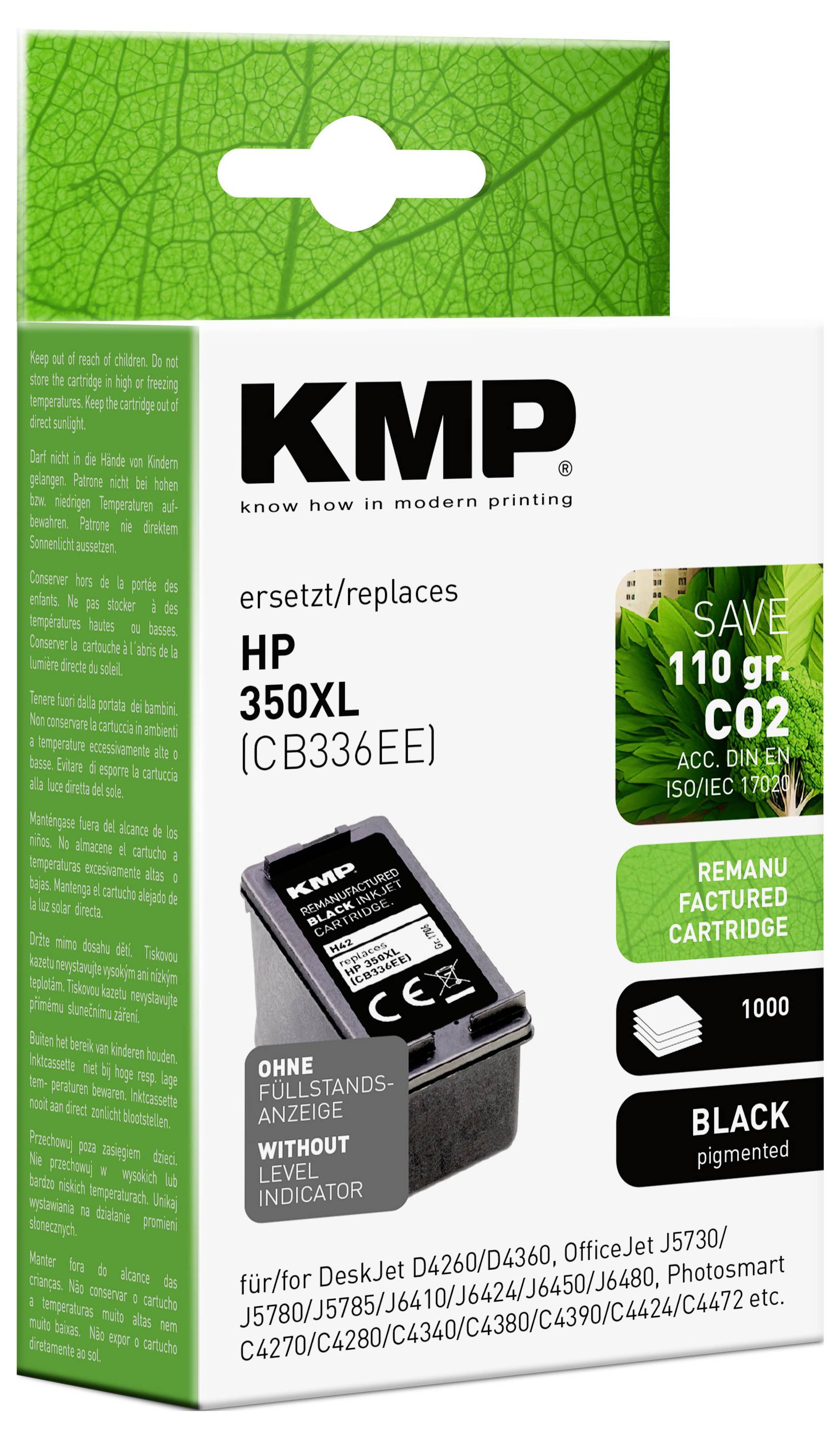 KMP H42 - 25 ml - Schwarz - kompatibel - Tintenpatrone (Alternative zu: HP 350XL, HP CB336EE)-1