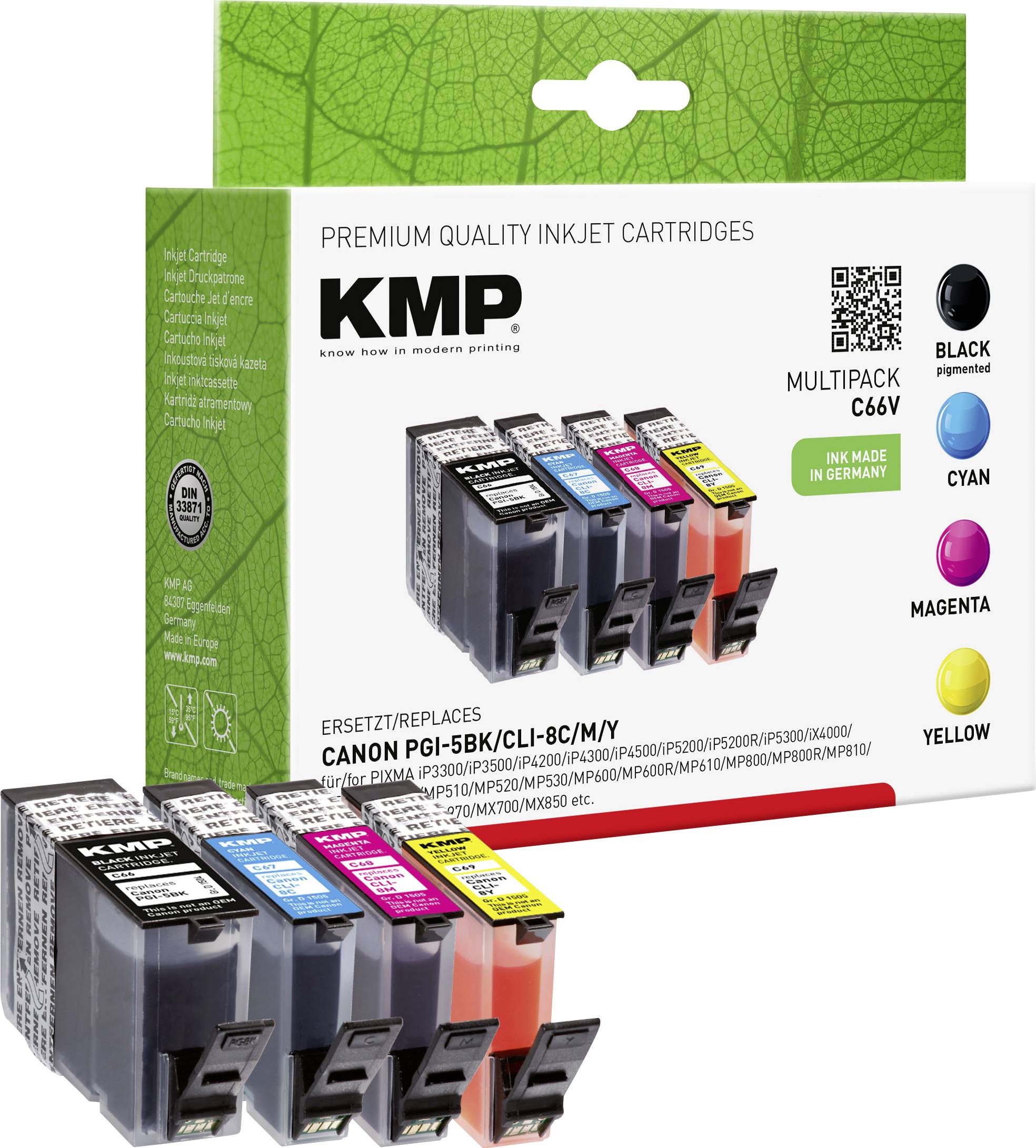 KMP C66V 4er Pack Schwarz, Gelb, Cyan, Magenta Tintenpatrone