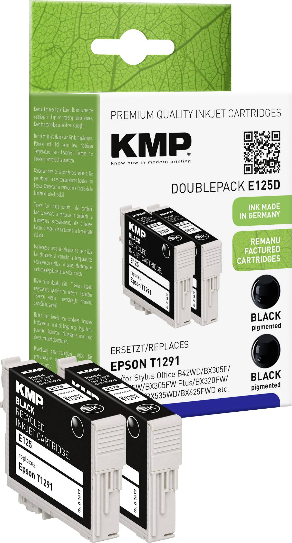 KMP E125D 2er Pack Schwarz Tintenpatrone