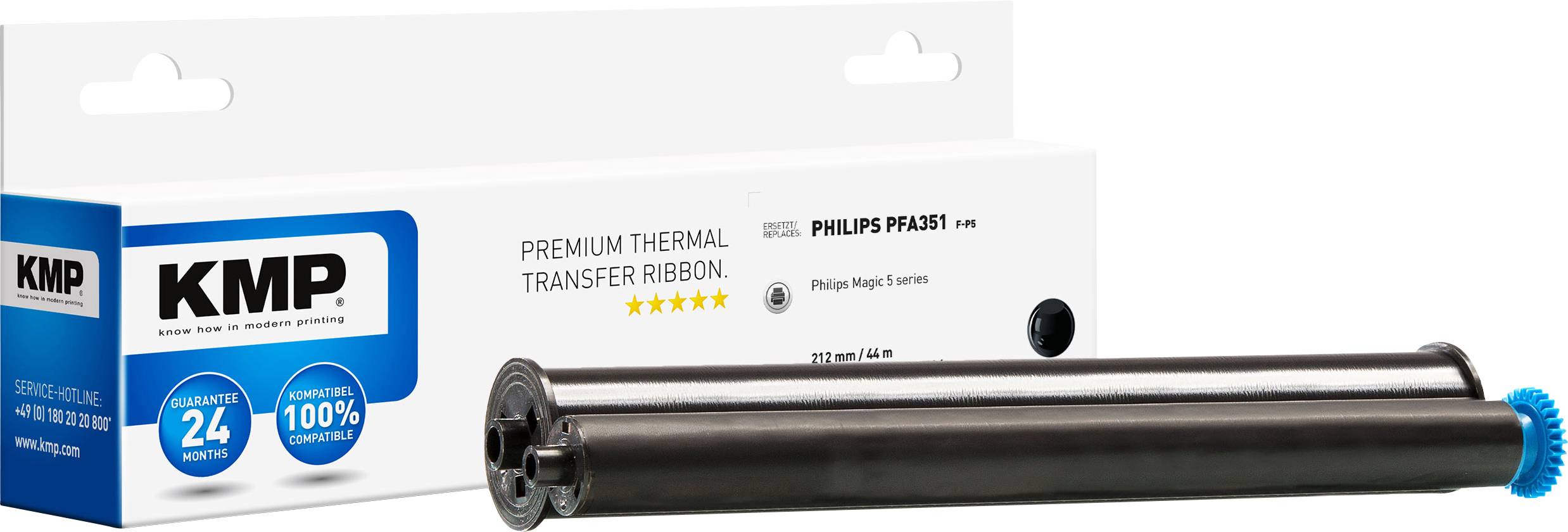 5x Thermo-Transfer-Rolle Alternativ für Philips Magic 5 Pfa 351 kompatibel 