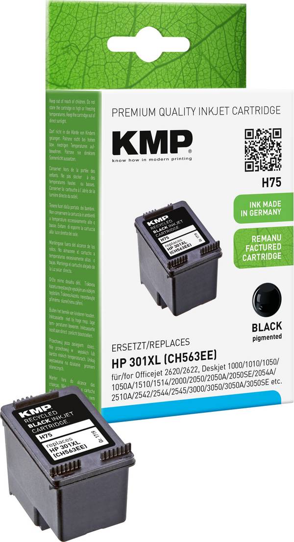 KMP Druckerpatrone ersetzt HP 301XL, CH563EE Kompatibel  Schwarz H75 1719,4001