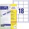 'UltraGrip Universal-Etiketten' von Avery Zweckform, 18 Etiketten pro Blatt, 64 x 45 mm, geeignet für alle Drucker.
