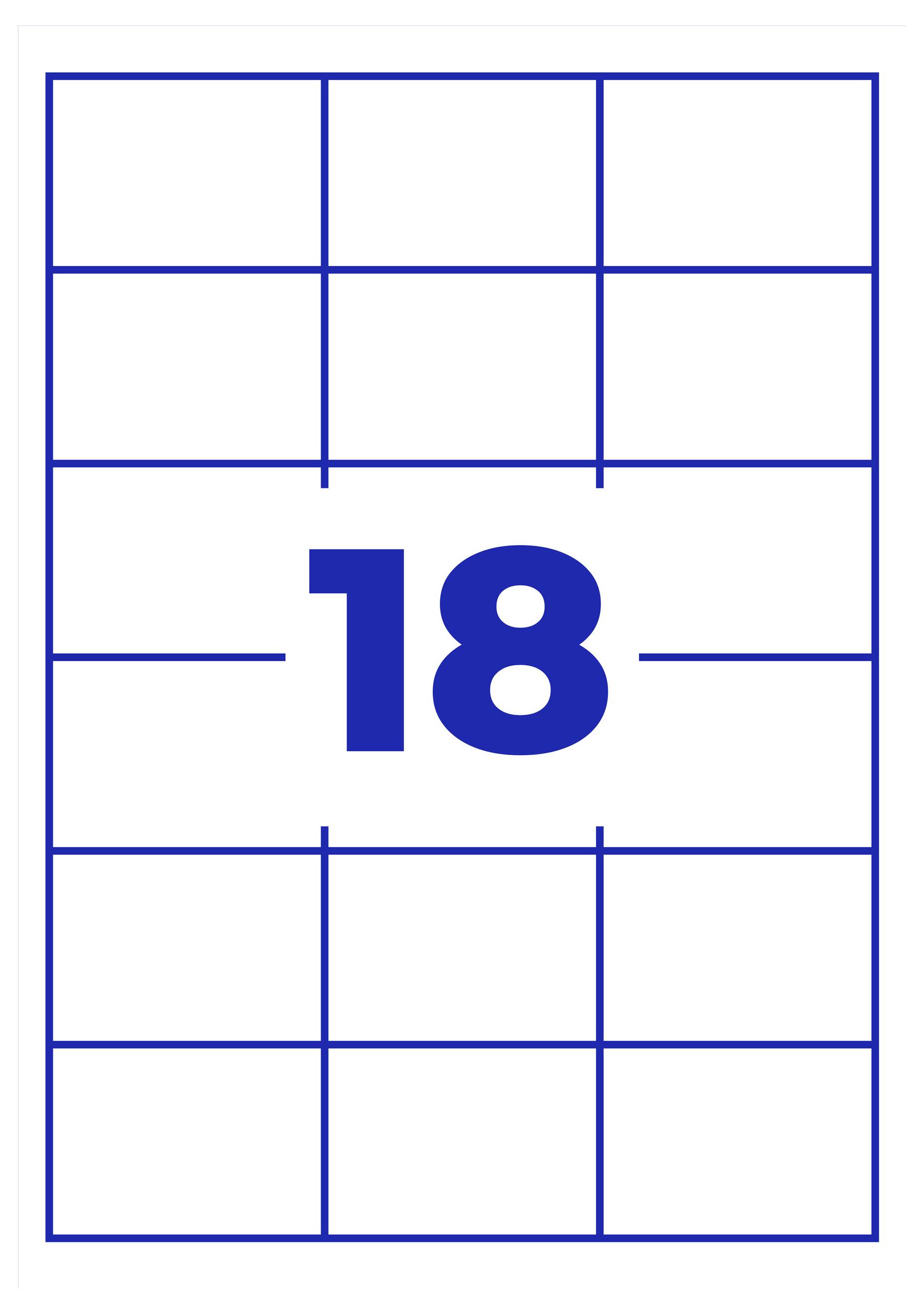 Kalenderansicht mit der Zahl '18' in der Mitte, blau auf weißem Hintergrund.