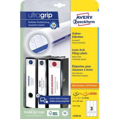 Etikettenverpackung für Avery Zweckform Ordner. Enthält 25 Etikettenbögen. Geeignet für alle Drucker. Perfekte Druckerreinigung.