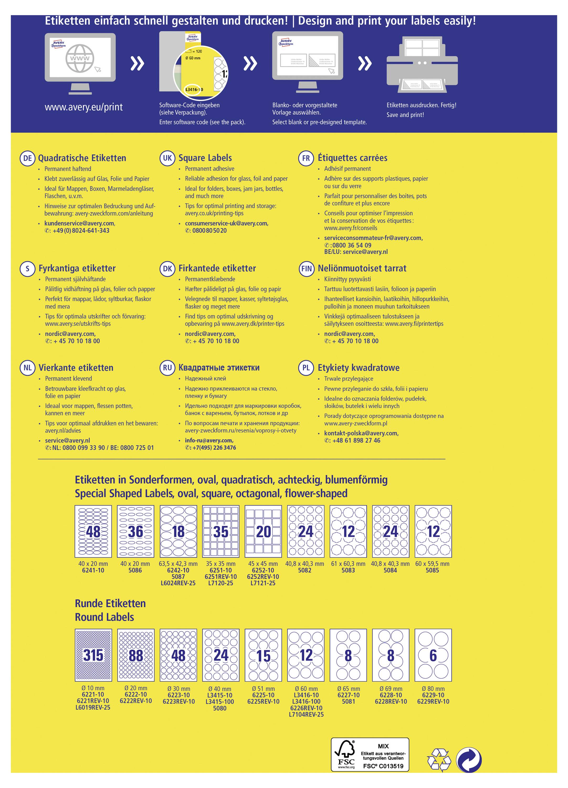 Avery-Zweckform L7120-25 QR-Code-Etiketten 35 x 35 mm Papier Weiß 875 St. Permanent haftend Tintenstrahldrucker, Laserdr-8
