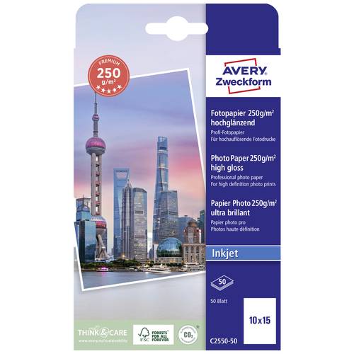 Avery-Zweckform Premium Photo Paper Inkjet C2550-50 Fotopapier 10 x 15 cm 250 g/m² 50 Blatt Hochglänzend