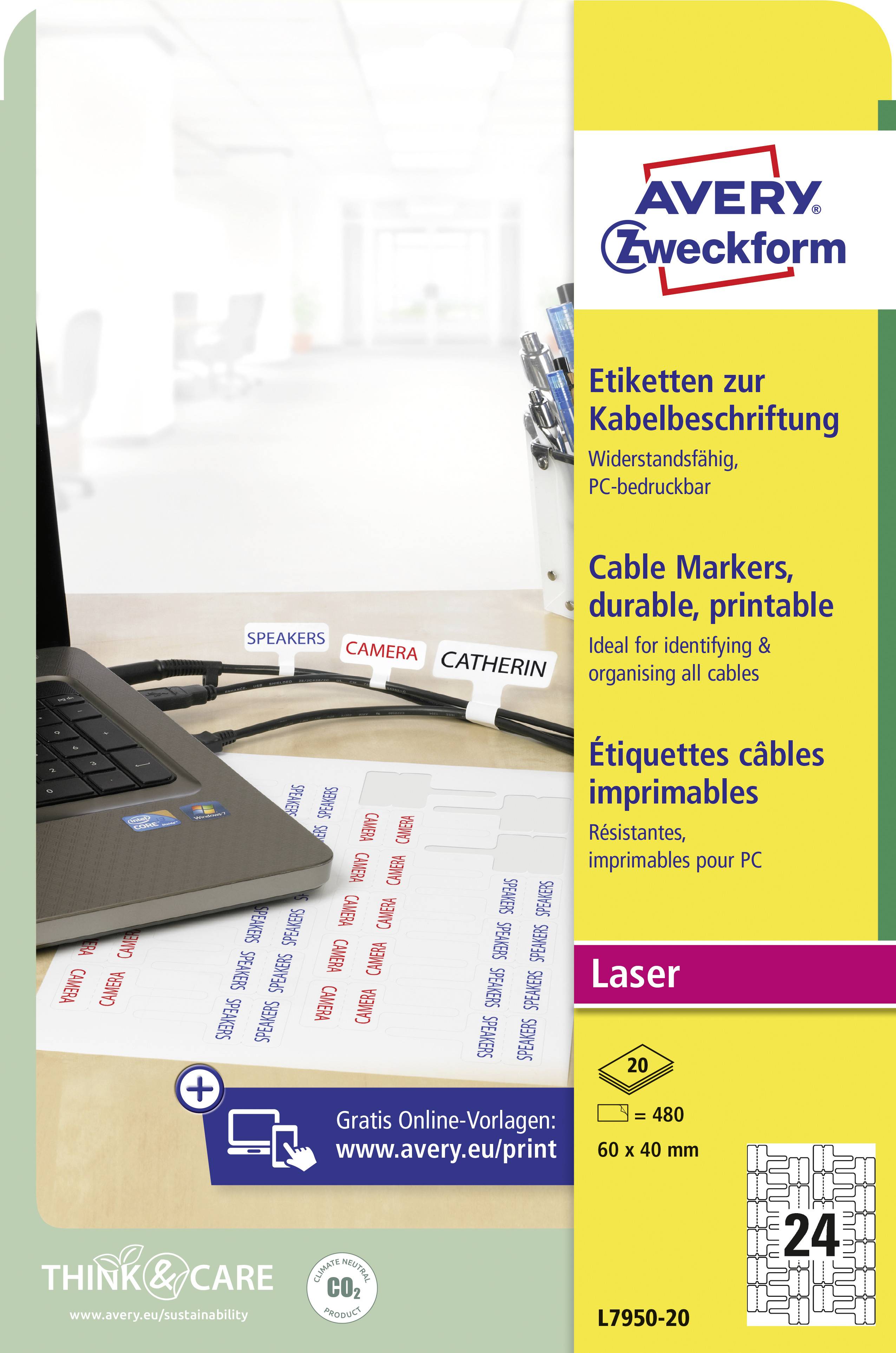 'Etiketten zur Kabelbeschriftung: widerstandsfähig, bedruckbar. Identifikation und Organisation von Kabeln. Für Laser, 480 Stück.'