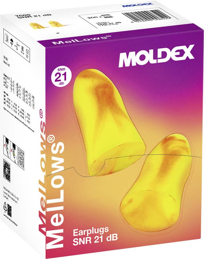 Moldex 760001 MelLows Gehörschutzstöpsel 21 dB einweg EN 352-2 200 Paar