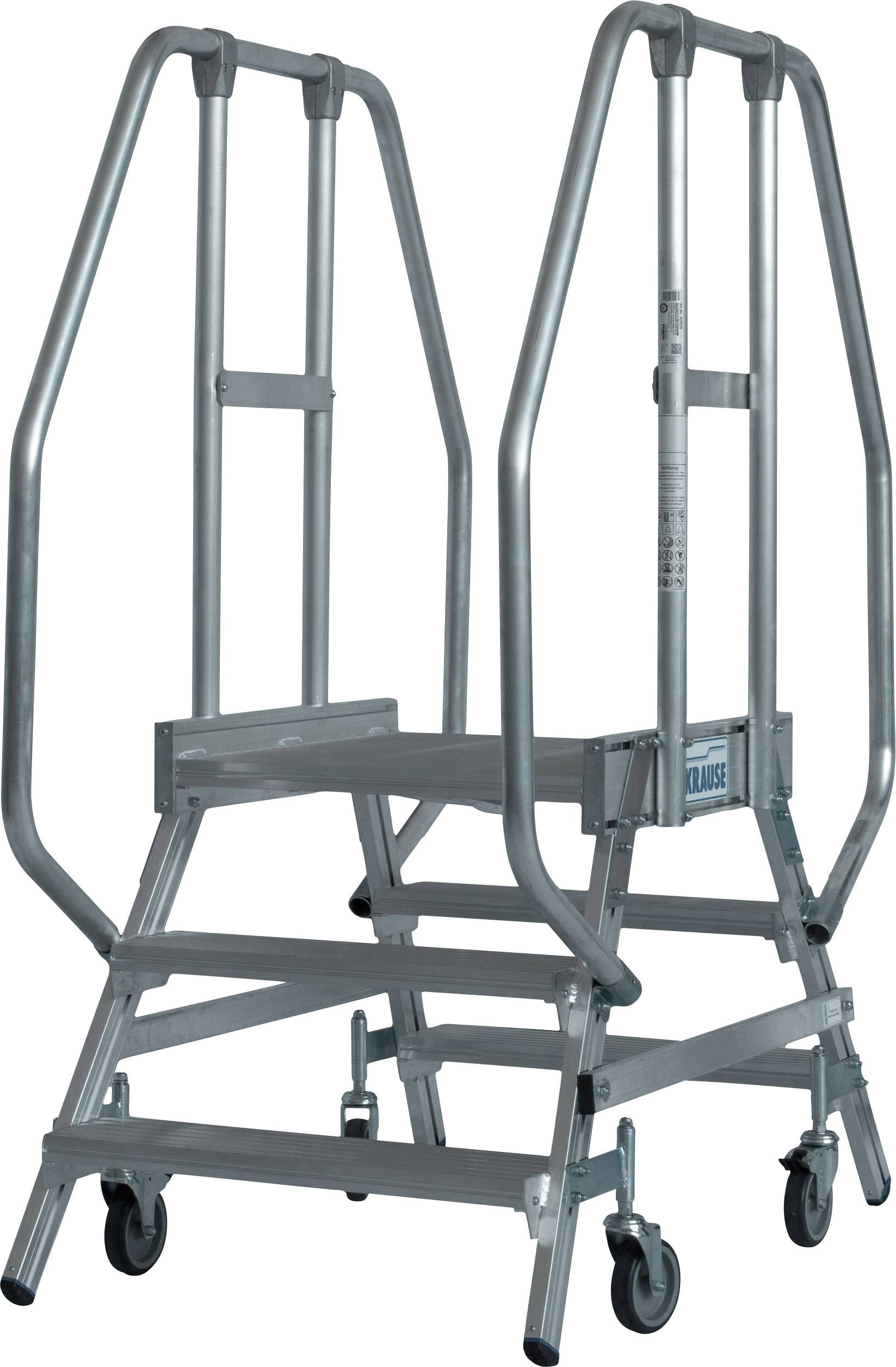 Krause 820235 Aluminium Podestleiter fahrbar Arbeitshöhe (max.): 2.70 m Silber DIN EN 131, BGI 637, BGI 694, BGV-D 36 32-0