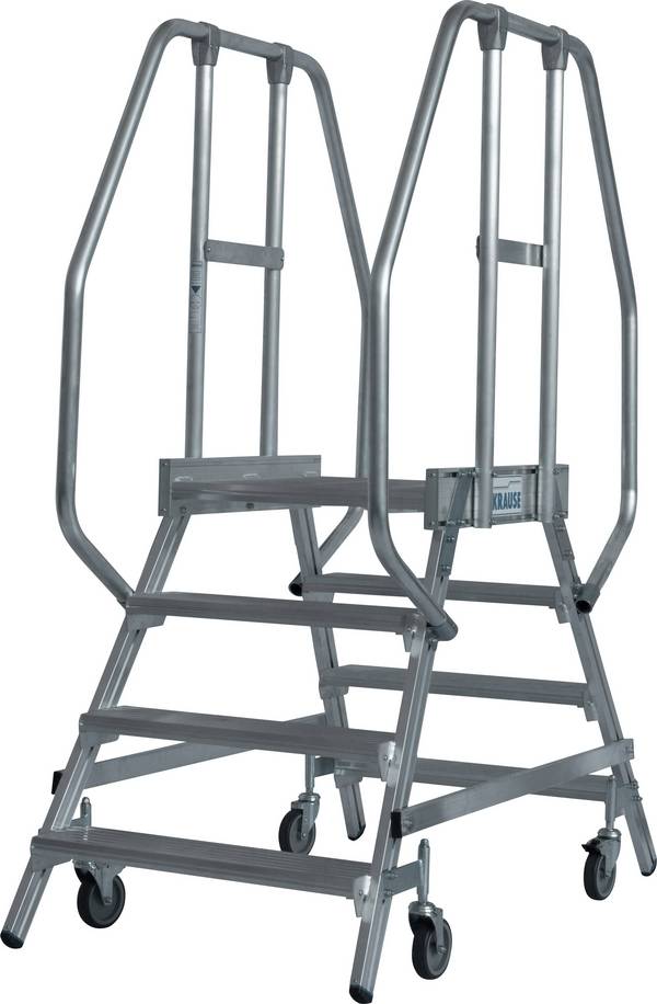 Krause  820242 Aluminium Podestleiter fahrbar Arbeitshöhe (max.): 2.95 m Silber DIN EN 131, BGI 637, BGI 694, BGV-D 36 37.5 kg