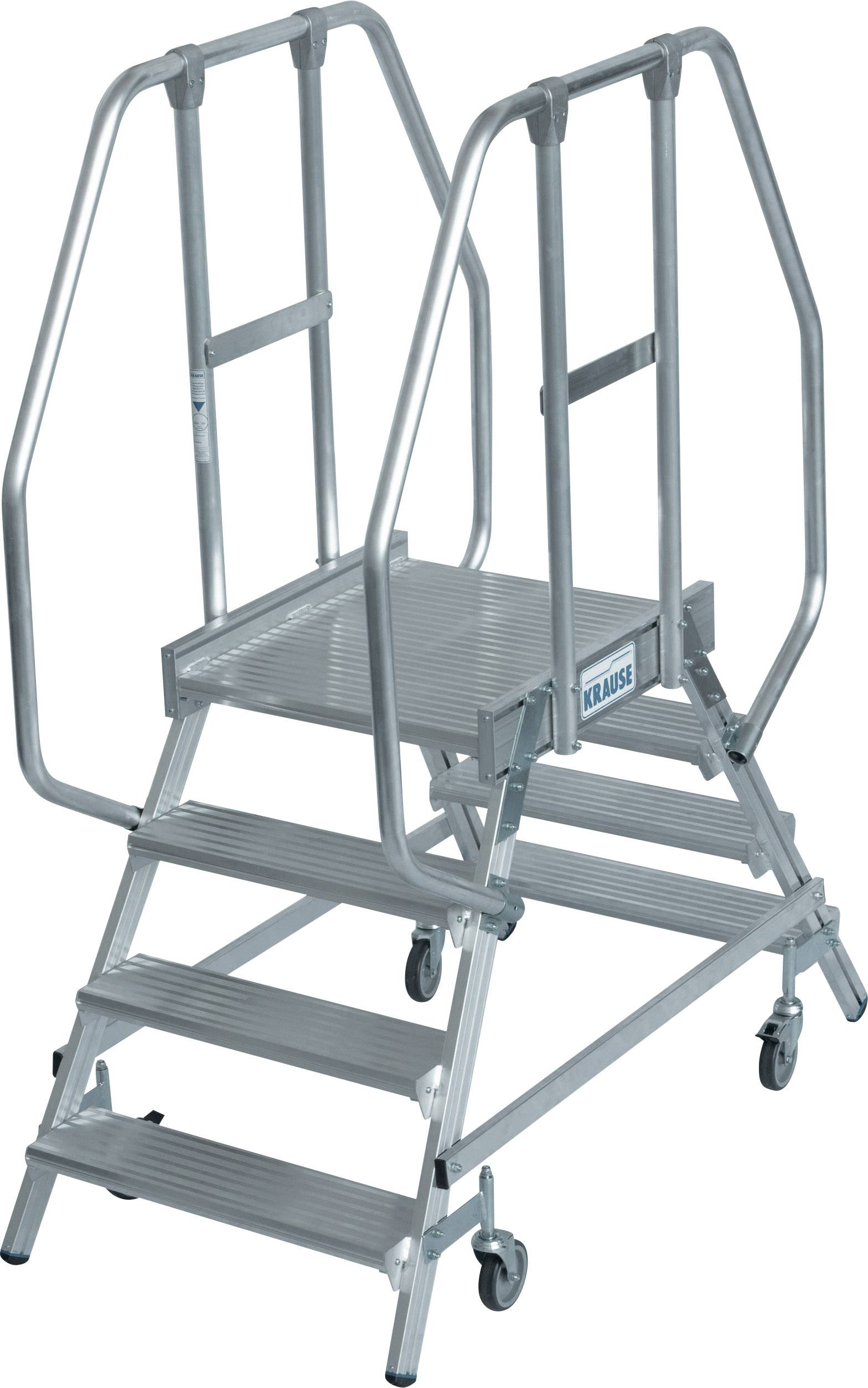 Krause 820242 Aluminium Podestleiter fahrbar Arbeitshöhe (max.): 2.95 m Silber DIN EN 131, BGI 637, BGI 694, BGV-D 36 37-1