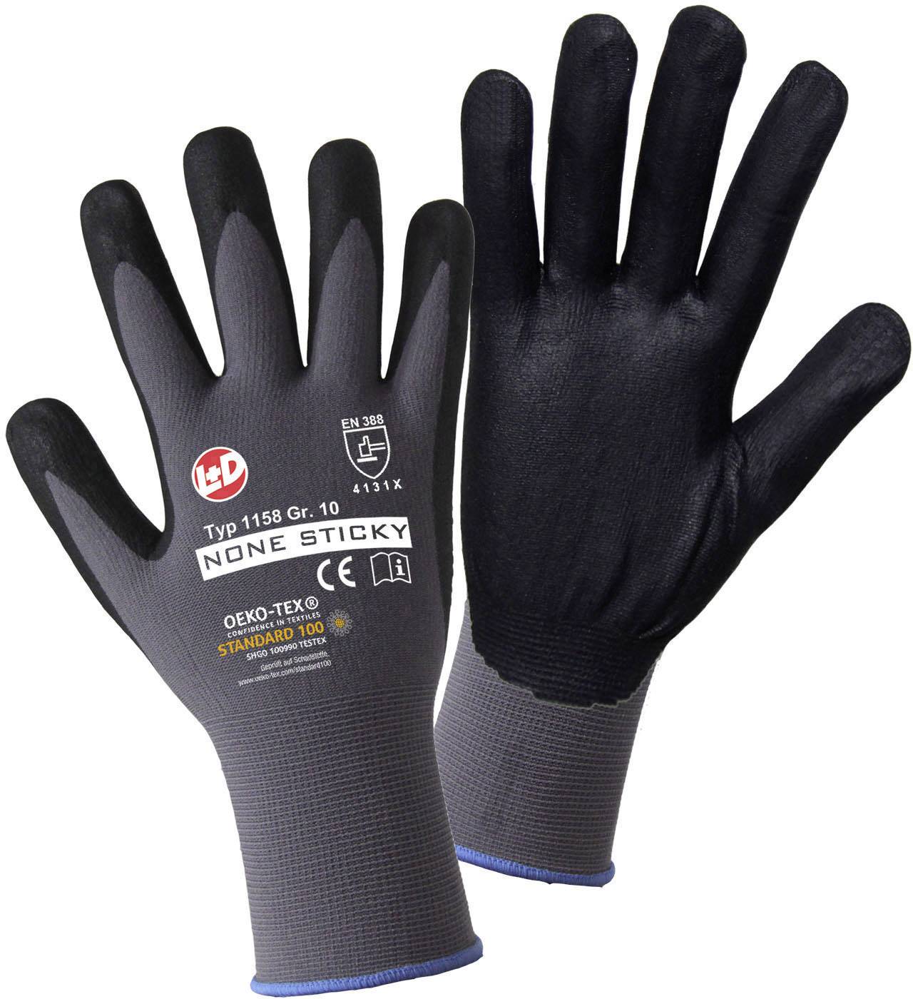 7 Worky L+D MICRO black Nylon-PU 1151 Nylon Arbeitshandschuh Größe Handschuhe 