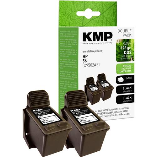 KMP Druckerpatrone ersetzt HP 56, C6656AE Kompatibel 2er-Pack Schwarz H11D 0995,4021
