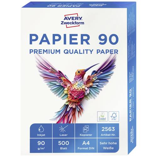 Avery-Zweckform PAPIER 90 Premium Quality Paper 2563 Universal Druckerpapier Kopierpapier DIN A4 90 g/m² 500 Blatt Weiß