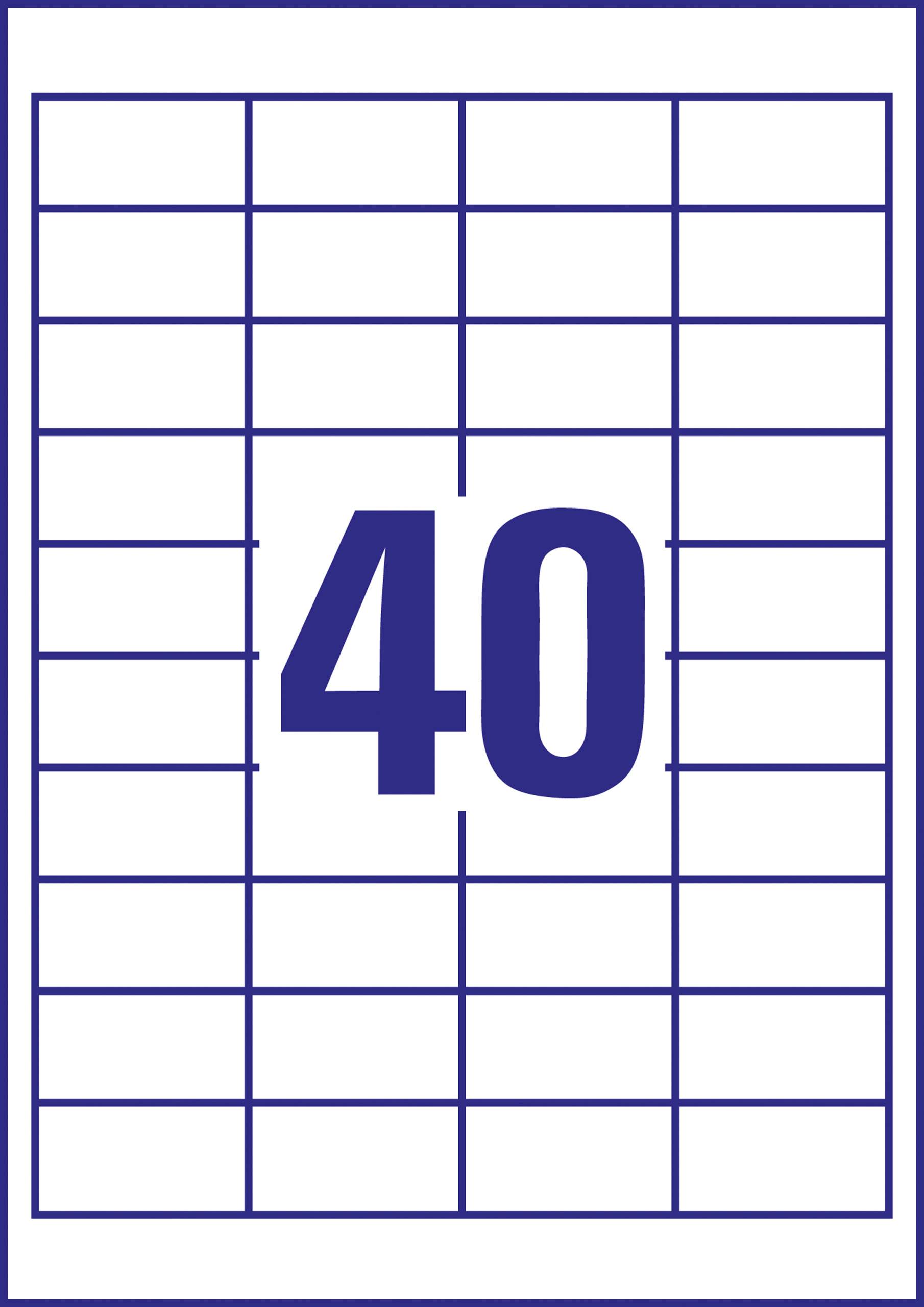 Eine blaue Zahl '40' in der Mitte eines rechteckigen Rasters auf weißem Hintergrund.