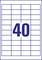 Eine blaue Zahl '40' in der Mitte eines rechteckigen Rasters auf weißem Hintergrund.