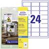 Avery-Zweckform J4773-10 Wetterfeste Etiketten 63.5 x 33.9 mm Polyester-Folie Weiß 240 St. Permanent haftend Tintenstrahldrucker, Handbeschriftung