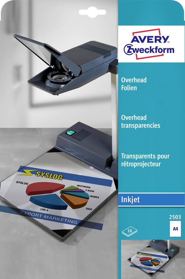 Avery-Zweckform Overhead-Inkjet 2503 Overhead-Projektor-Folie DIN A4 Tintenstrahldrucker Transparent 10 St.