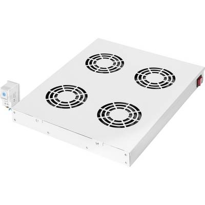 Weißes Metallpanel mit vier runden Lüftungsöffnungen und einer kleinen elektrischen Komponente an der Seite, das in Belüftungs- oder Kühlsystemen verwendet wird.