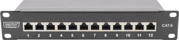 Digitus DN-91612S 12 Port Netzwerk-Patchpanel 254 mm (10") CAT 6 1 HE Mehrfarbig Bestückt