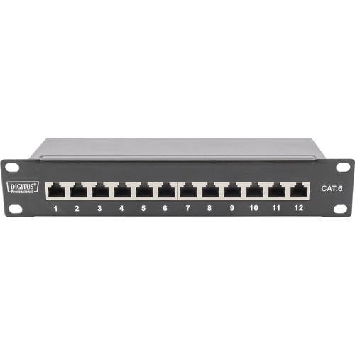 Digitus DN-91612S 12 Port Netzwerk-Patchpanel 254 mm (10) CAT 6 1 HE Schwarz Bestückt