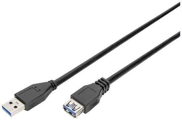 Digitus USB-Kabel USB 3.2 Gen1 USB-A Stecker, USB-A Buchse 3.00 m Schwarz doppelt geschirmt AK-300203-030-S