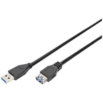 Digitus USB-Kabel USB 3.2 Gen1 (USB 3.0 / USB 3.1 Gen1) USB-A Stecker, USB-A Buchse 3.00 m Schwarz  AK-300203-030-S