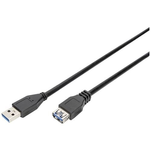Digitus USB-Kabel USB 3.2 Gen1 USB-A Stecker, USB-A Buchse 3.00 m Schwarz AK-300203-030-S