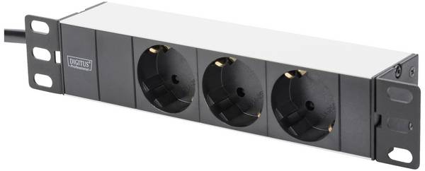 Digitus DN-95411 10 Zoll Netzwerkschrank-Steckdosenleiste   Geeignet für Schranktiefe: ab 300 mm Schwarz