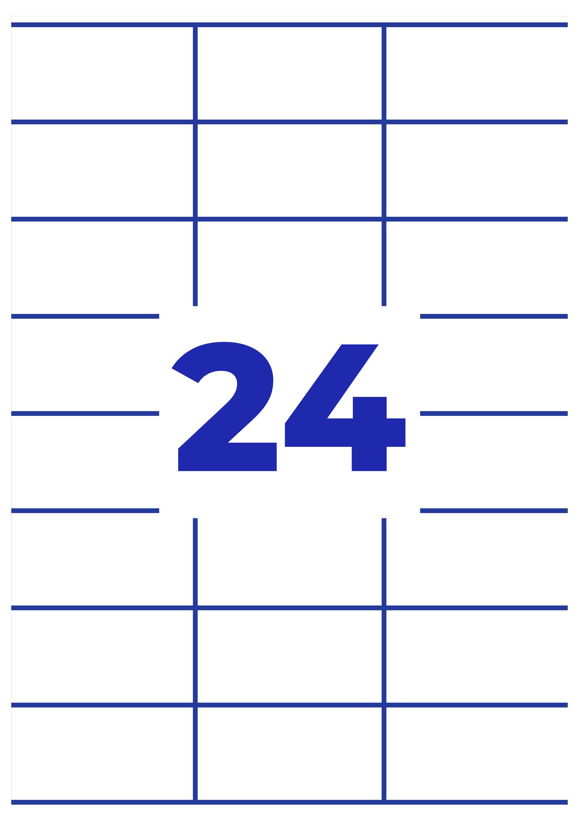 Weiße Tafel mit blauem Raster und der Zahl '24' in der Mitte.