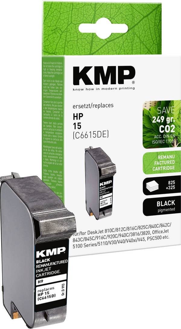 KMP Druckerpatrone ersetzt HP 15, C6615DE Kompatibel  Schwarz H9 0993,4151