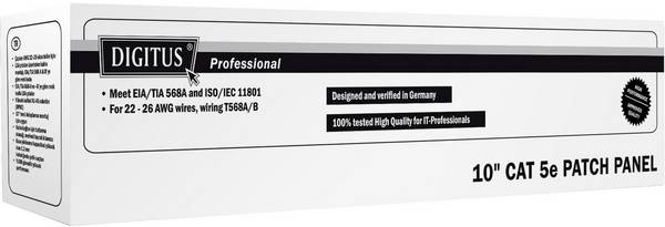 Digitus DN-91508U 8 Port Netzwerk-Patchpanel 254 mm (10") CAT 5e 1 HE Schwarz Bestückt