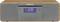 Digitalradio mit Holzrahmen und grauer Front. Zeigt Uhrzeit '10:08' und 'Bluetooth' auf dem Display. Tasten zur Steuerung unten.