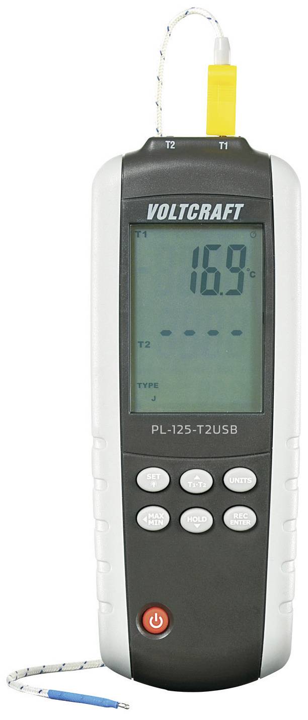 VOLTCRAFT Temperatur-Messgerät VOLTCRAFT PL-125-T2 -200 bis +1372 °C Fühler-Typ K, J Kalibriert nach