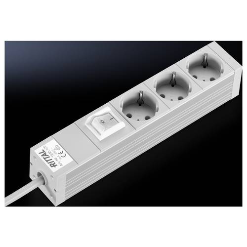 Rittal DK 7240.120 Steckdosenleiste 3-fach, mit Schalter Aluminium Grau 1 St.