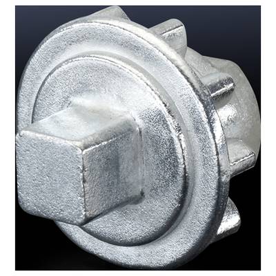 Metallene, sechskantige Schraubkappe mit strukturiertem Finish, verwendet zum Verschließen und Abdichten von Behältern.