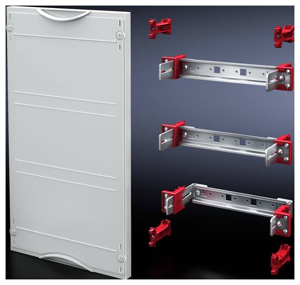 Rittal SV 9666.213 Geräteschienen-Modul Stahlblech Lichtgrau (RAL 7035) (B x H) 750 mm x 300 mm 1 St.