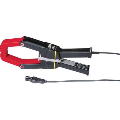 Eine schwarze und rote Stromzange mit Kabel zur Messung von elektromagnetischen Feldern bei elektrischen Geräten.