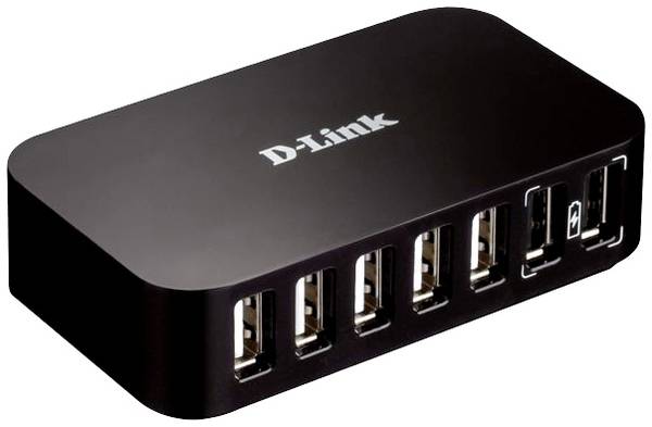 D-Link DUB-H7/E USB-Hub 7 Port USB-A USB 2.0 480 MBit/s mit Schnellladeport Schwarz DUB-H7/E