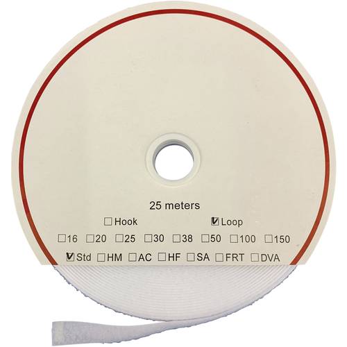 FASTECH® T0201600000225 Klettband zum Aufkleben Acrylat Flauschteil (L x B) 25000 mm x 16 mm Weiß 25 m