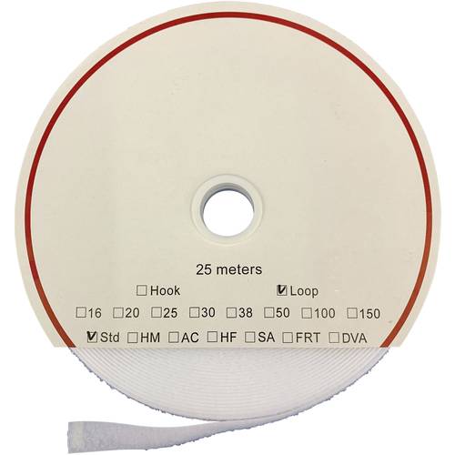 FASTECH® T0202000000225 Klettband zum Aufkleben Acrylat Flauschteil (L x B) 25000 mm x 20 mm Weiß 25 m