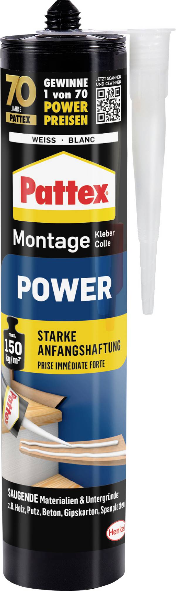 Pattex Power Montagekleber Herstellerfarbe Weiß PXP37 370 g