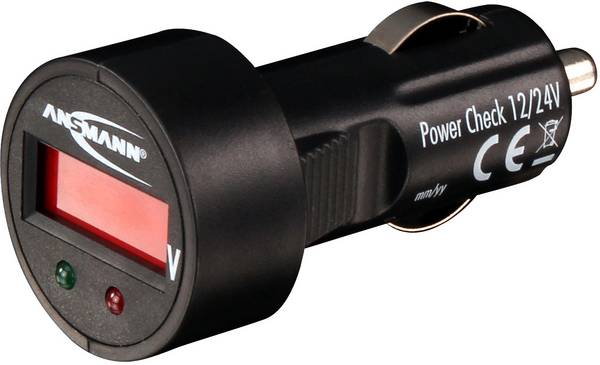 Ansmann PowerCheck12/24V-bl Kfz-Spannungsmesser 24 V, 12 V  70 mm x 32 mm x 32 mm