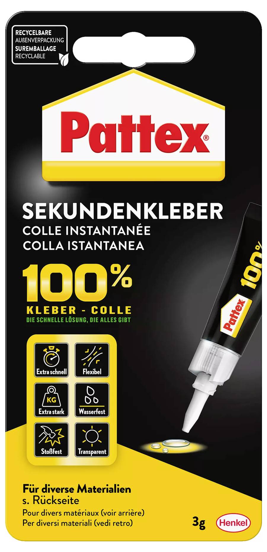 Pattex 100% Sekundenkleber P1SK3 3 g-1