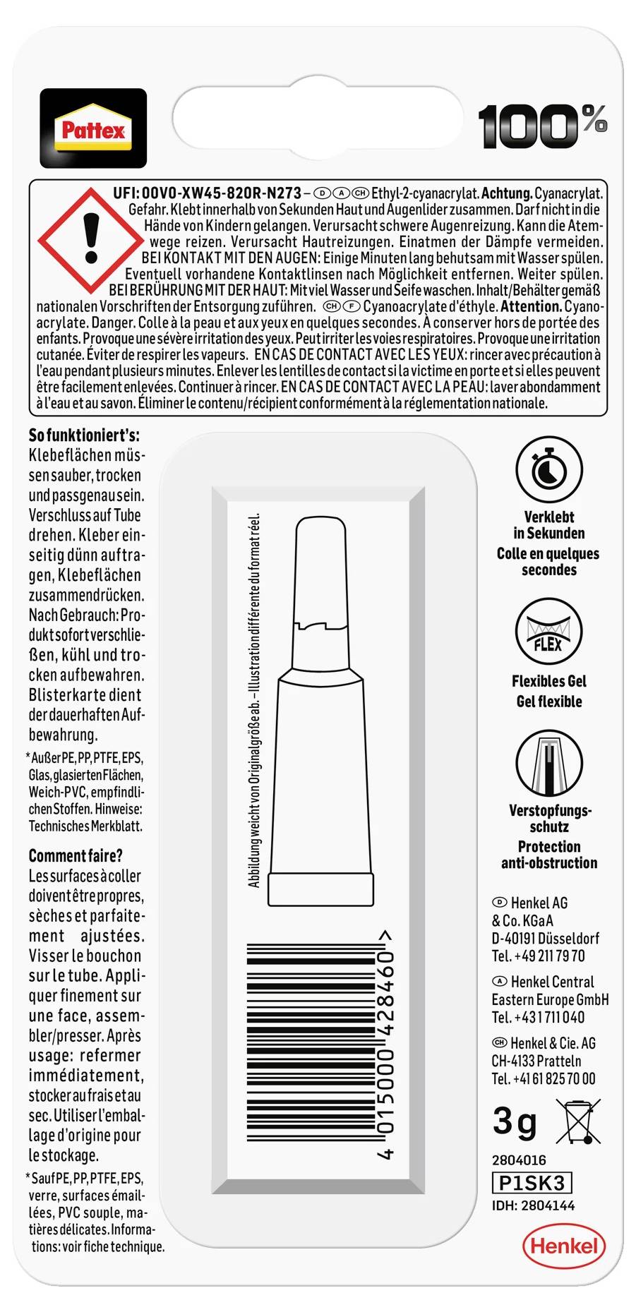 Pattex 100% Sekundenkleber P1SK3 3 g-2