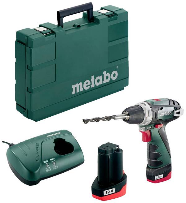 Metabo PowerMaxx BS 600080500 Akku-Bohrschrauber  10.8 V 2.0 Ah Li-Ion inkl. 2. Akku, inkl. Ladegerät, inkl. Koffer